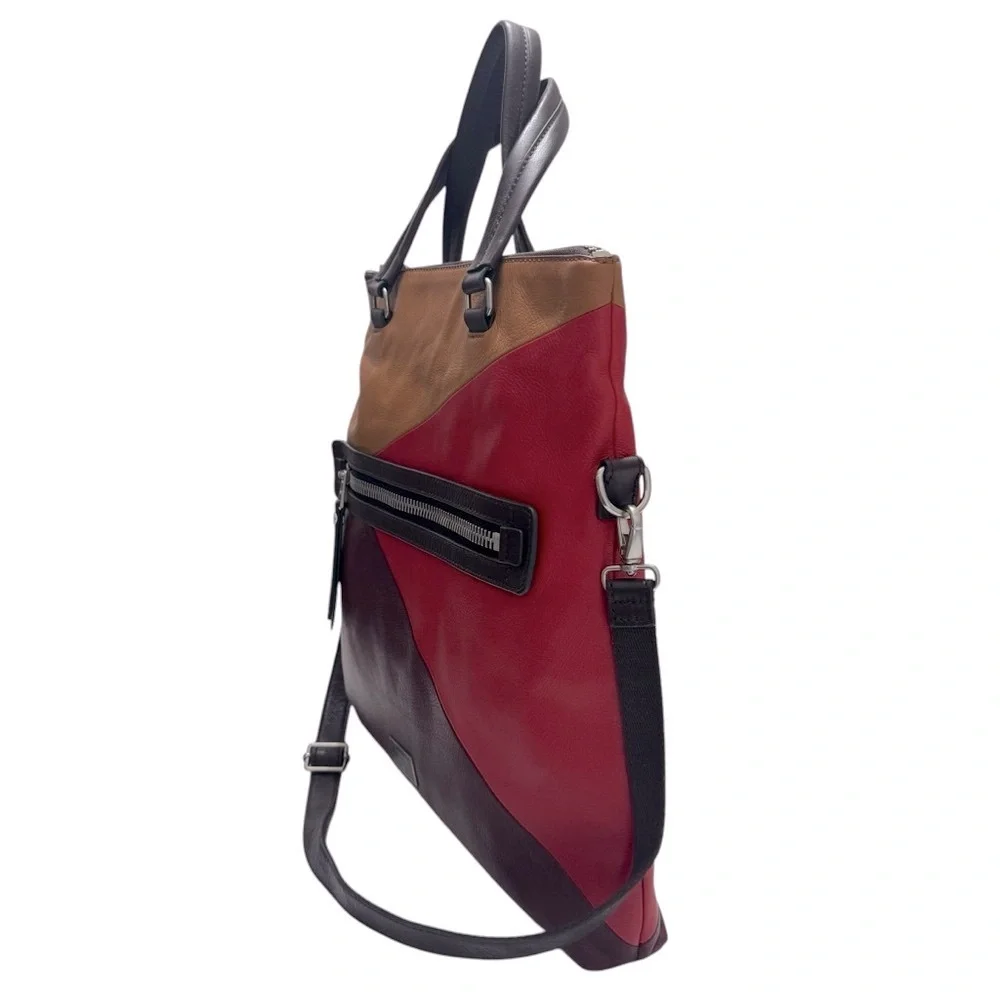 Fossil Dawson Foldover Colorblock Leather Convertible Tote Shoulder Bag‎